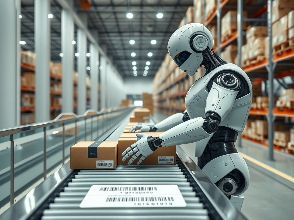 Figure 03 humanoid robot autonomously sorting packages in a warehouse